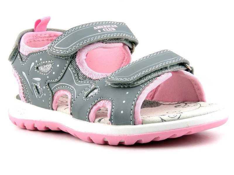 Kindersandalen mit Lederdecksohle - AMERICAN CLUB RL 37/21, grau