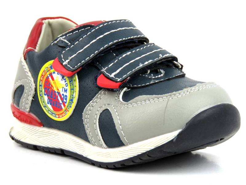 Kinderschuhe mit Klettverschluss – AMERICAN CLUB 5318-03, Grau und Marineblau