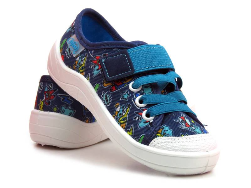 Kinderschuhe und Sneakers der polnischen Marke Befado 251X194, Marineblau mit Superheldenmotiv