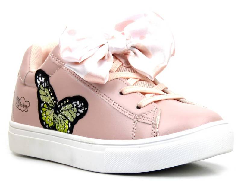 Kindersportschuhe mit Schleife und Schmetterling – American Club ES 64/22, rosa