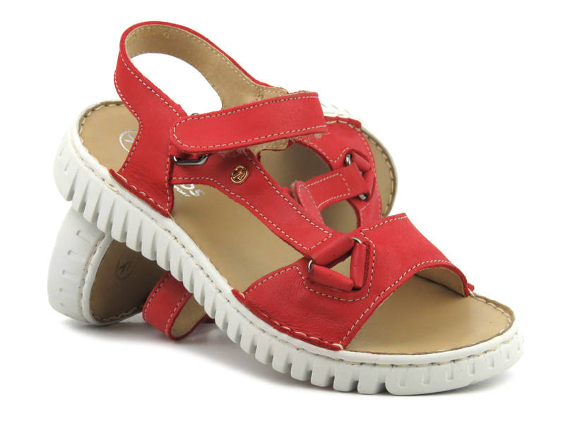 Leder-Damensandalen der polnischen Marke HELIOS Komfort 249S, rot