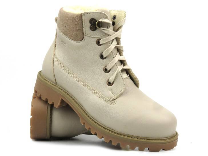 Lederstiefel, Damen-Schneestiefel mit Wolle - HELIOS Komfort 555, hellbeige