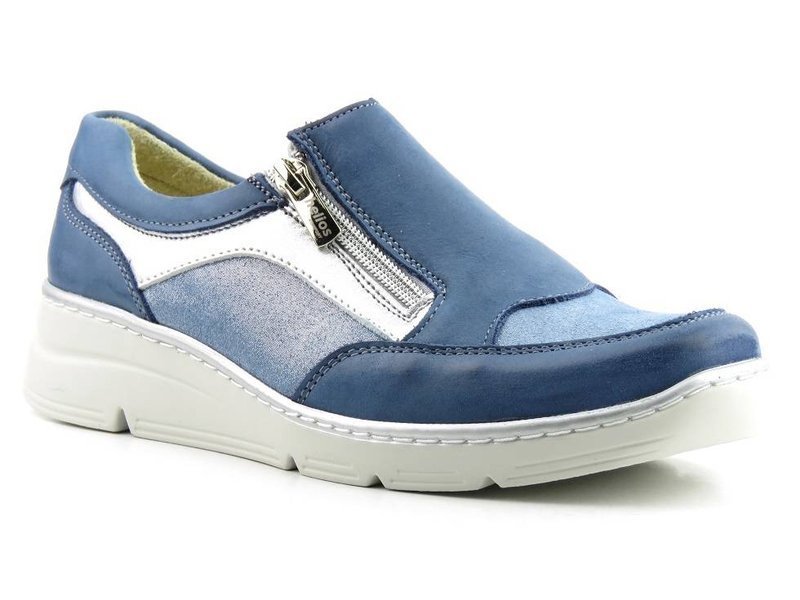 Leichte, bequeme Damenschuhe mit Reißverschluss - Helios Komfort 391, Marineblau