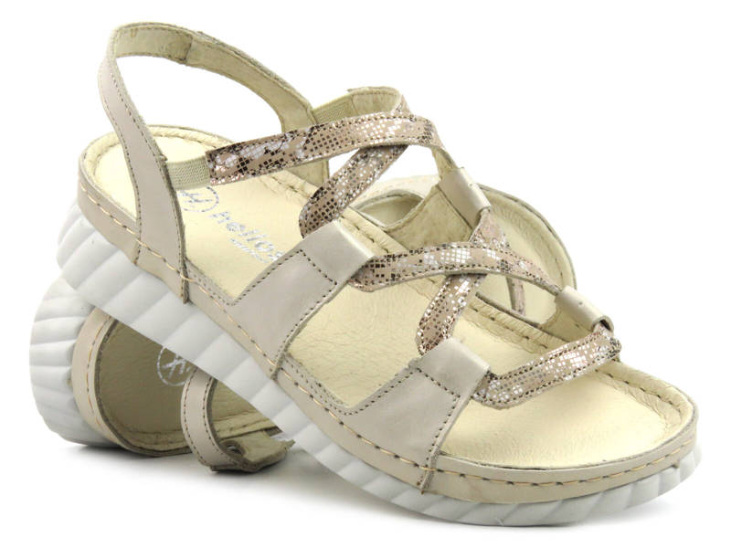 Leichte und bequeme Damensandalen - Helios Komfort 111, Gold 2