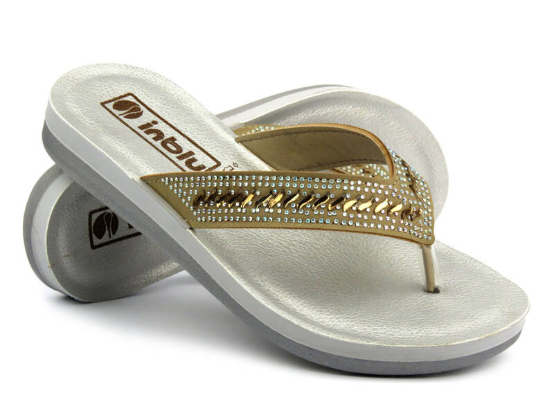 Medizinische Flip-Flops für Damen mit Kork-Einlegesohle – Inblu VR7B, weiß