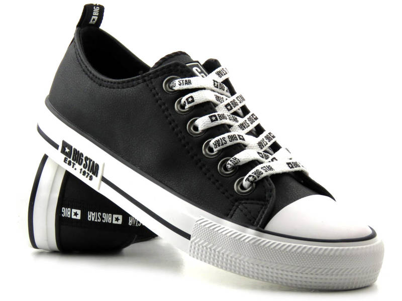 Niedrige Damen-Sneaker aus Öko-Leder - BIG STAR KK274096, schwarz