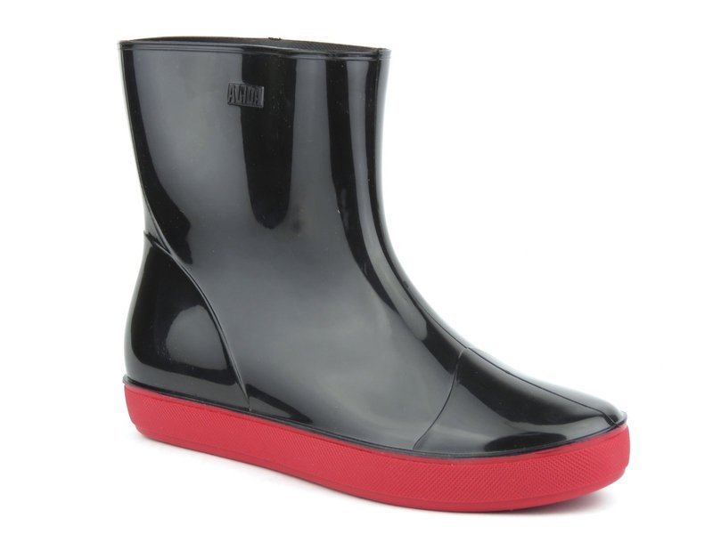 Schwarze Damen-Gummistiefel mit roter Sohle – Nordman Alida