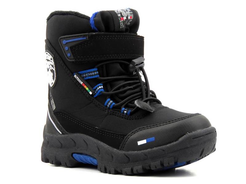 Softshell-Schneestiefel für Kinder – AMERICAN CLUB HL 27/21(22), schwarz mit blau