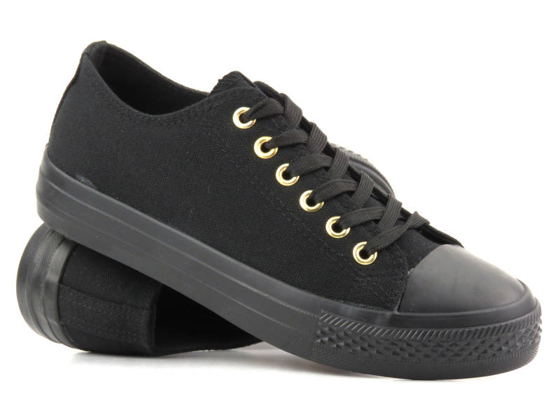 Solide schwarze Damen-Sneaker NEWS 9SP30-1141, schwarz