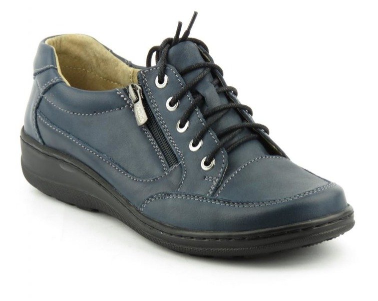 Sportliche Damenlederschuhe - Helios Komfort 357, Marineblau