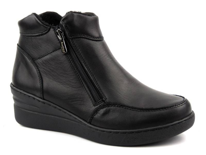 Sportlicher Damen-Keilstiefel aus Leder - HELIOS Komfort 594, schwarz 6