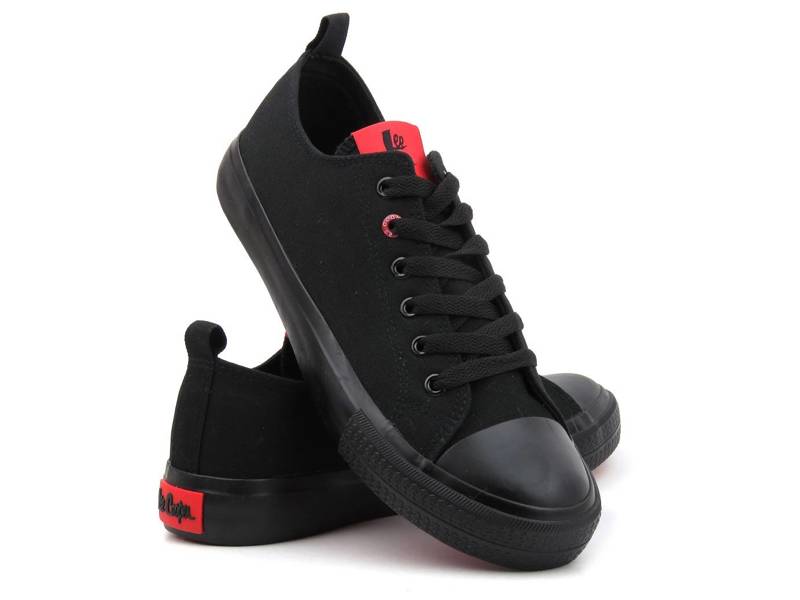 Stoff-Sneaker für Herren – LEE COOPER 22-31-0912M, schwarz mit roter Zunge