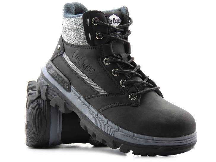 Warme Trekkingstiefel, knöchelhohe Damen-Schneestiefel - LEE COOPER 22-01-1374L, schwarz