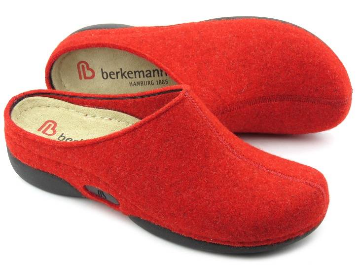 BERKEMANN 01553-235 Lauren warme Filz-Damenhausschuhe, rot