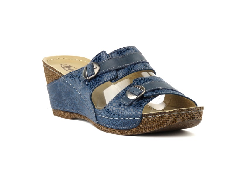 Bequeme Damen-Keilsandalen - HELIOS Komfort 216, Marineblau