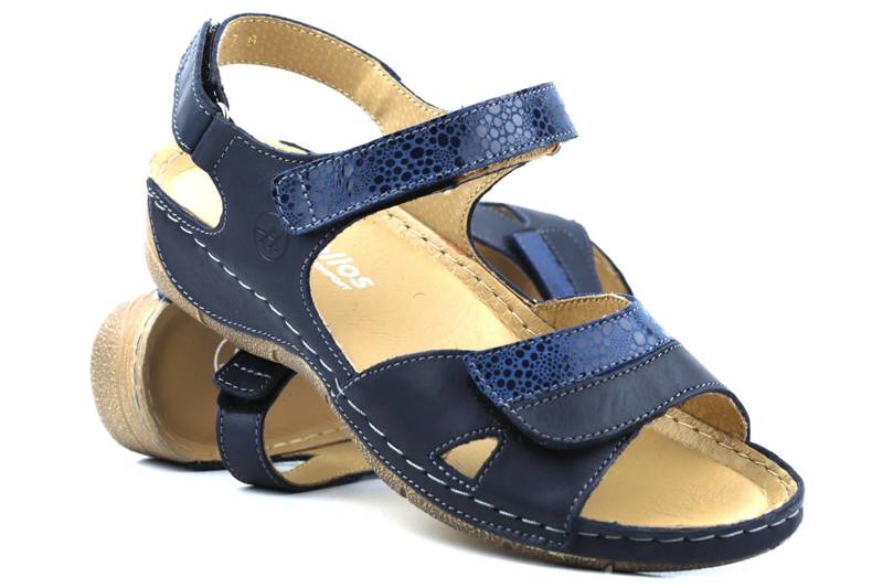 Bequeme Damen-Ledersandalen - HELIOS Komfort 106, Marineblau