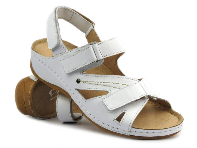 Bequeme Damen-Ledersandalen - Pollonus 0994, Beige