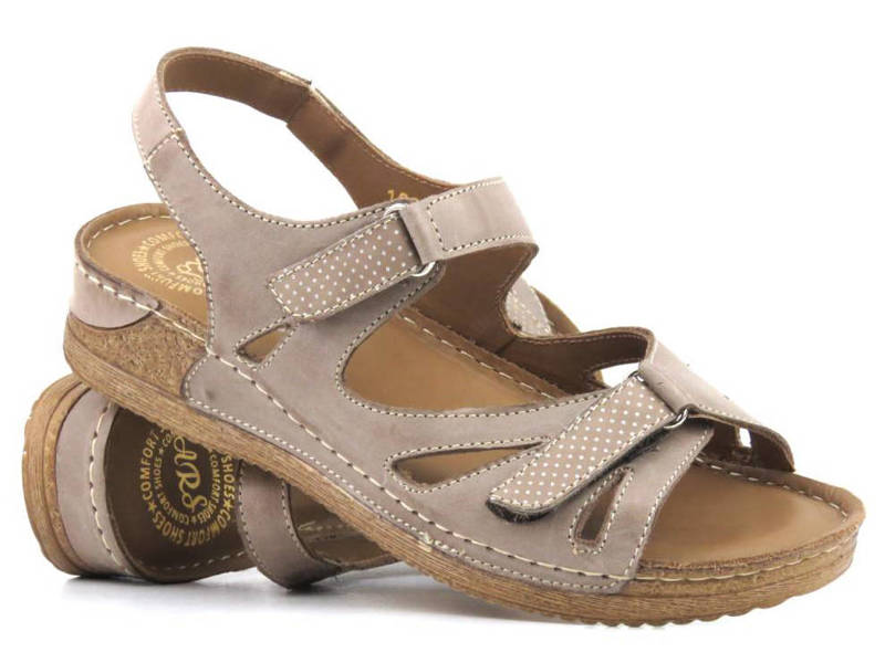 Bequeme Damen-Ledersandalen - Waldi 1087, Beige