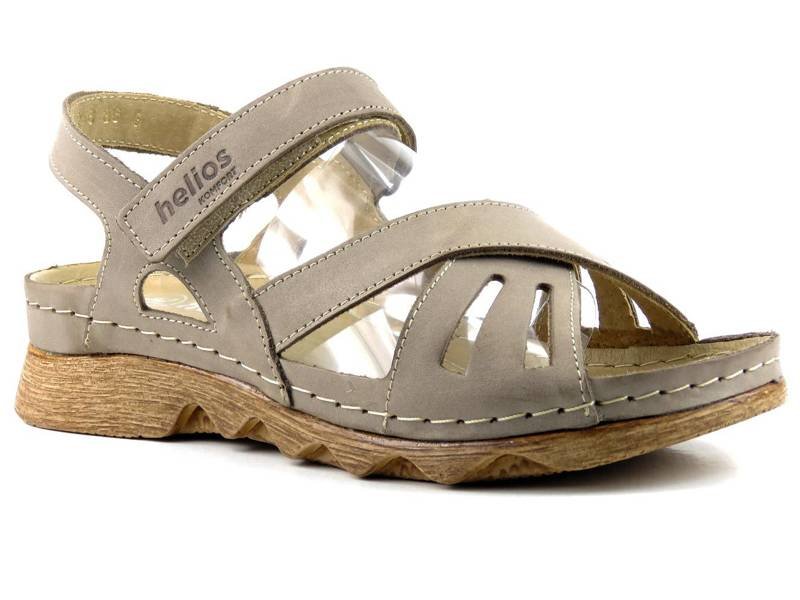 Bequeme Damensandalen mit Holzsohle - HELIOS Komfort 256, beige