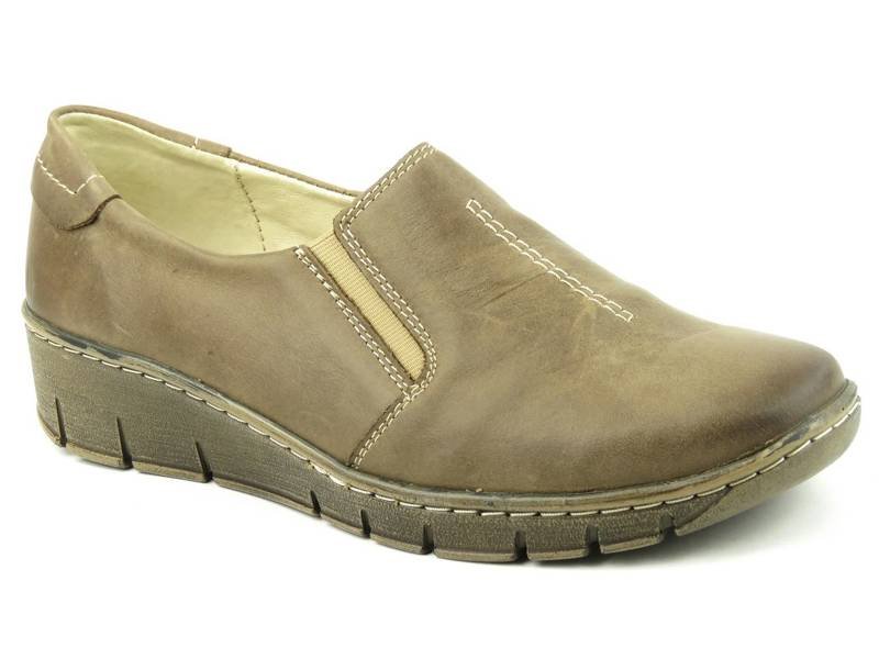 Bequeme Damenschuhe mit Reißverschluss und Gummizug - HELIOS Komfort 620, dunkelbeige