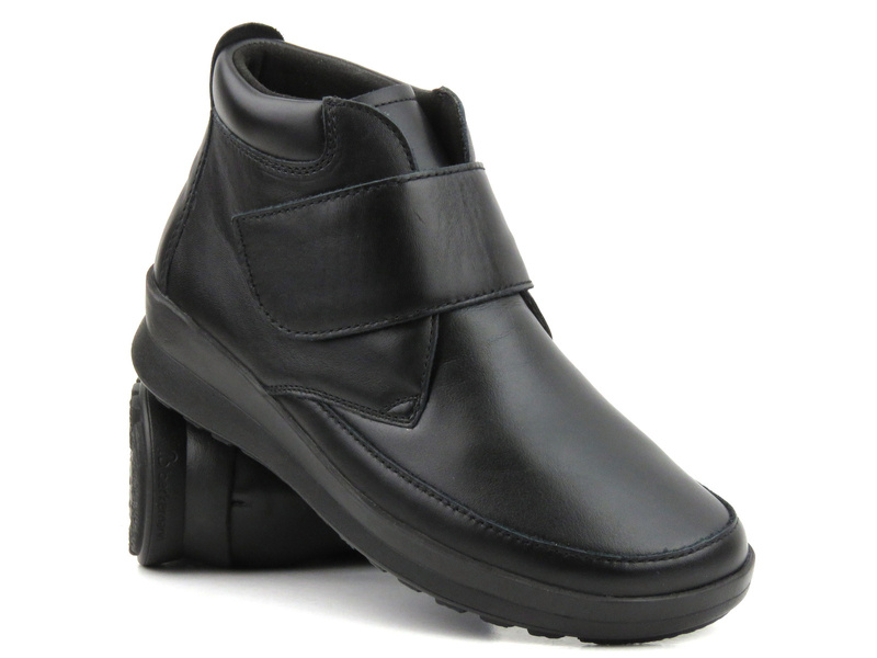 Bequeme Damenstiefelette aus Leder mit Klettverschluss - Berkemann 05350-906, schwarz