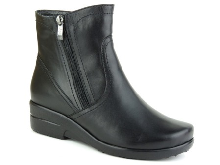 Bequeme, mit Wolle isolierte Damenstiefel aus Leder – Agxbut 517, schwarz