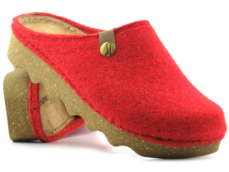 Damen-Filzpantoffeln mit Korksohle – Inblu DK-08, rot