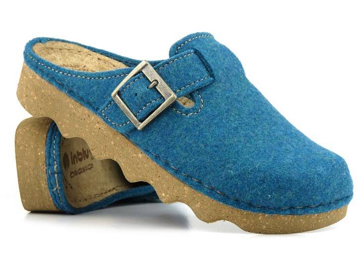 Damen-Filzpantoffeln mit Korksohle – Inblu POKS, blau