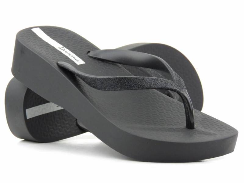 Damen-Flip-Flops auf der Plattform - Ipanema 83386, schwarz mit Glitzer