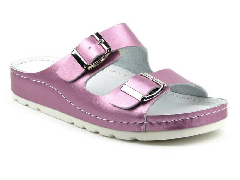 Damen-Flip-Flops aus Leder mit verstellbaren Riemen – HELIOS Komfort 288, rosa