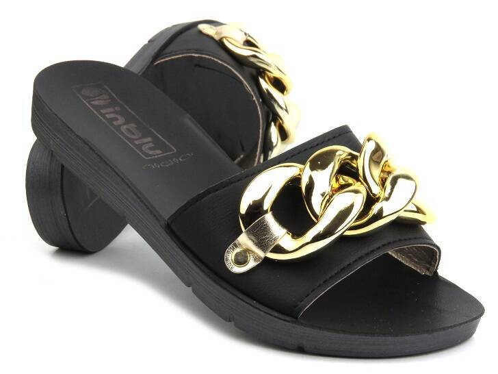 Damen-Flip-Flops mit Goldkette – INBLU ME-42, schwarz