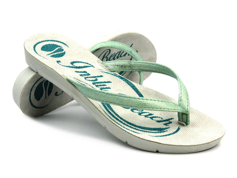 Damen-Flip-Flops mit glänzendem Riemen – INBLU 7, weiß