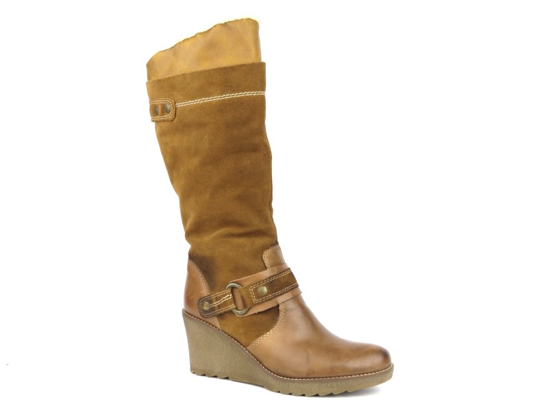 Damen-Keilstiefel aus Leder – QT LIRA 150