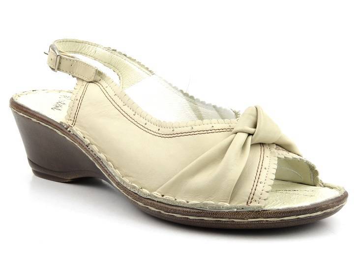 Damen-Ledersandalen - Helios Komfort 783, creme