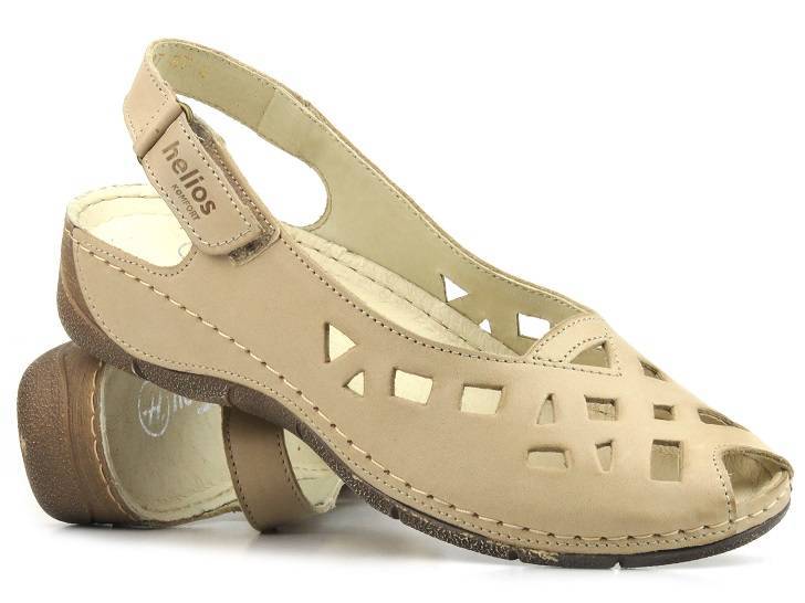 Damen-Ledersandalen mit Ausschnitten - HELIOS Komfort 4027, hellbeige 2