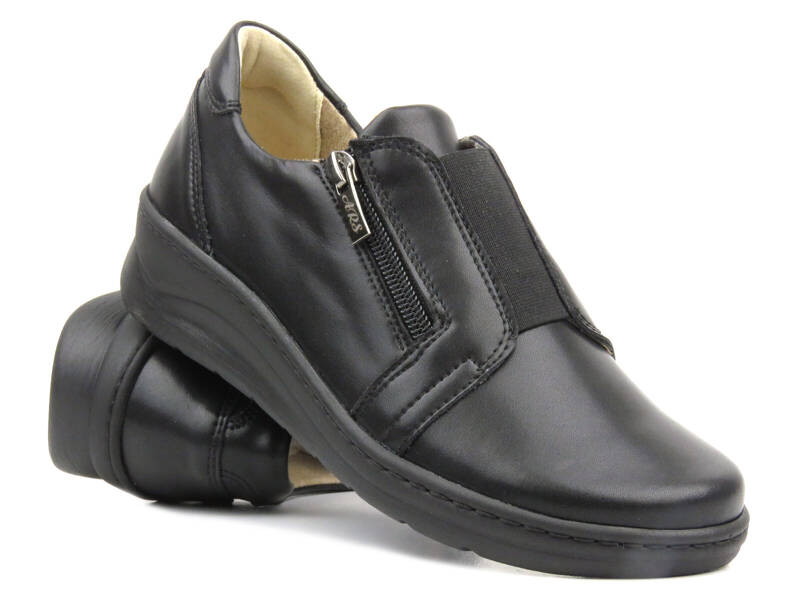 Damen-Lederschuhe - Waldi 1228, schwarz