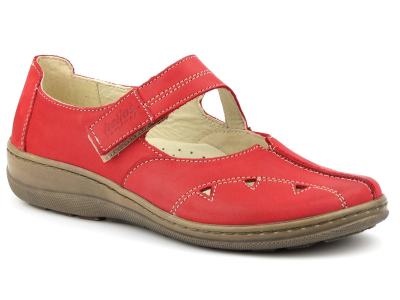 Damen-Lederschuhe mit Ausschnitten - Helios Komfort 376, rot