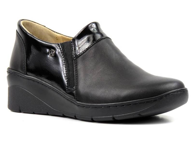 Damen-Lederschuhe mit erhöhter Sohle - HELIOS Komfort 348, schwarz