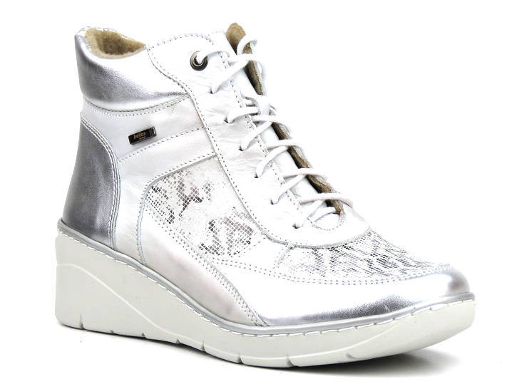 Damen-Lederstiefel im sportlichen Stil - HELIOS Komfort 568, Silber