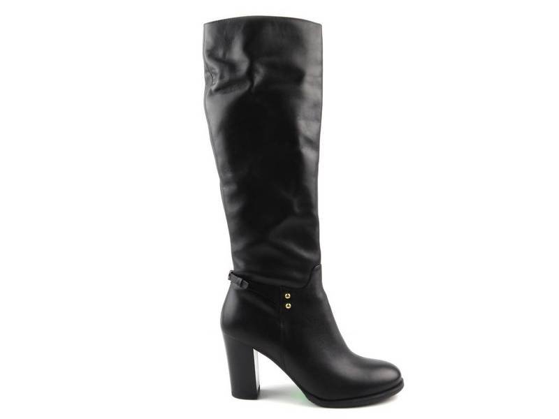 Damen-Lederstiefel mit hohen Absätzen – KOTYL 6921, schwarz