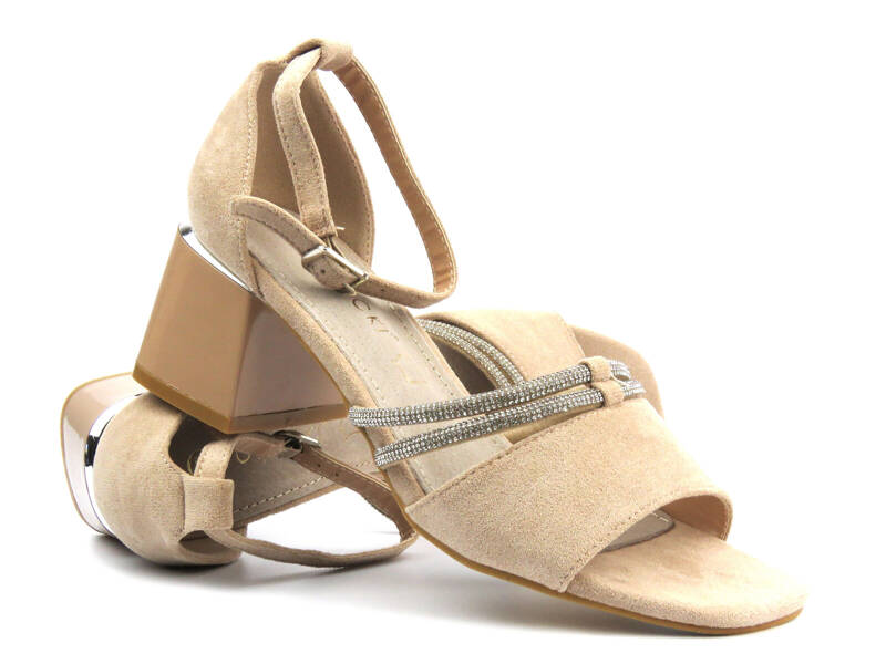 Damen-Sandalen mit hohen Absätzen – Potocki 24-20303, beige