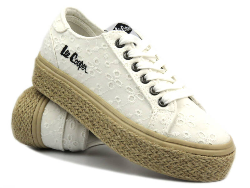 Damen-Sneaker mit geflochtener Sohle – Lee Cooper LCW-24-44-2425L, weiß