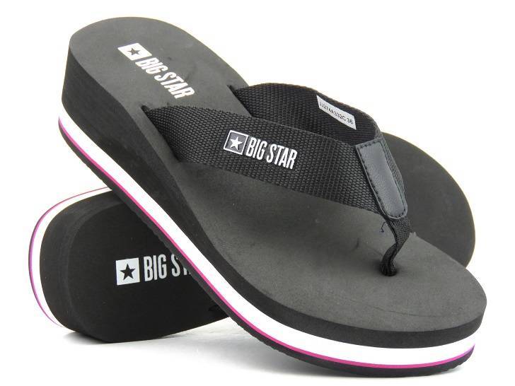 Damen-Sport-Flip-Flops mit Keilabsatz – BIG STAR JJ274A332, schwarz