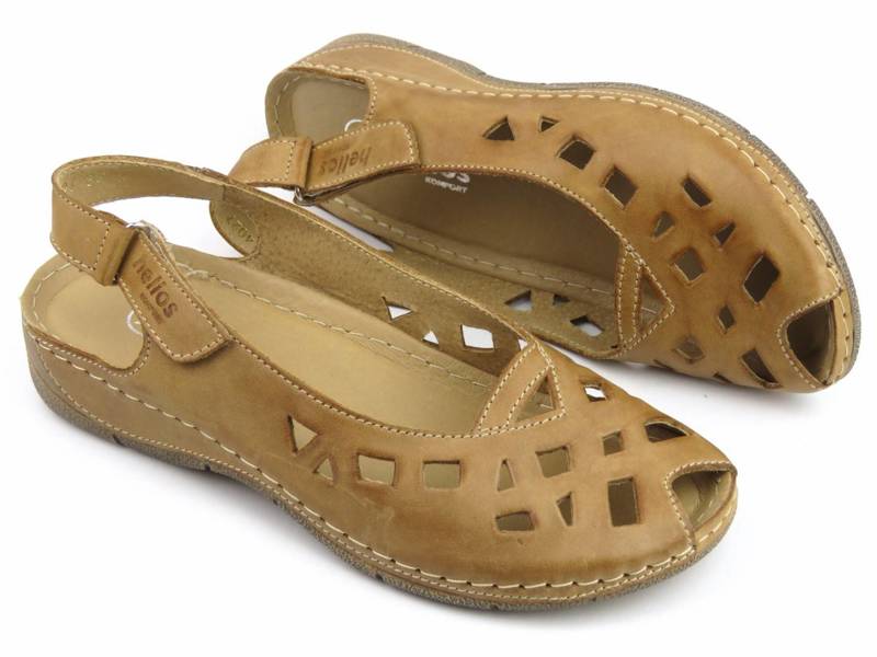 Damensandalen aus Naturleder - HELIOS Komfort 4027, hellbraun