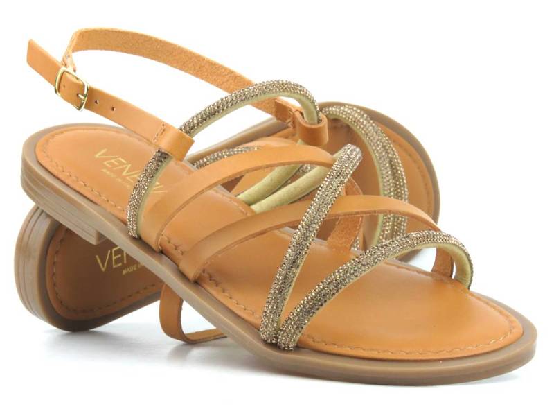 Damensandalen mit glänzenden Riemen – VENEZIA 1660, braun