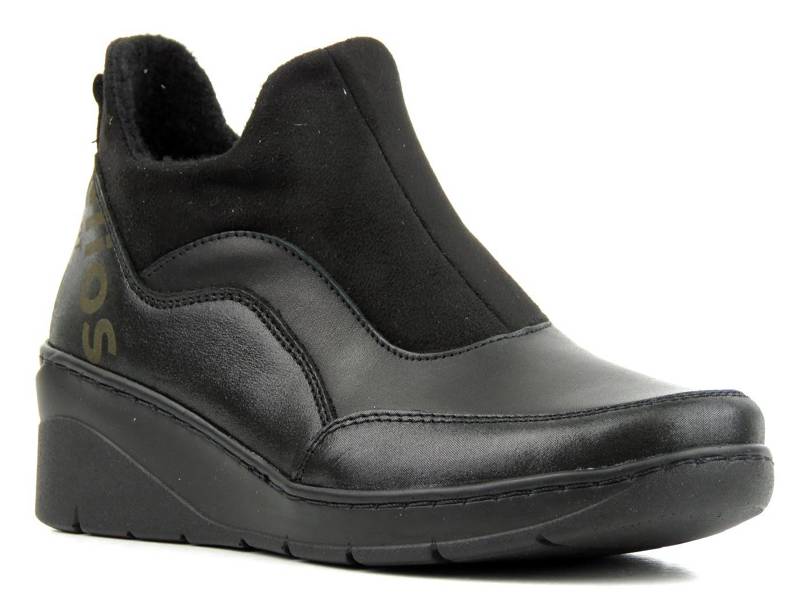 Damenstiefeletten aus Leder mit erhöhter Sohle - HELIOS Komfort 540, schwarz