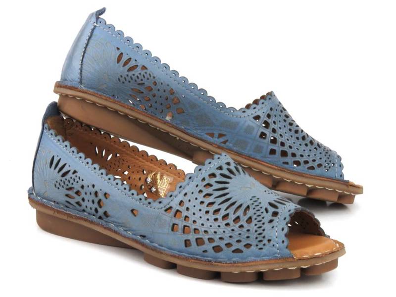 Durchbrochene Damenschuhe mit offener Spitze – VENEZIA 017031, blau