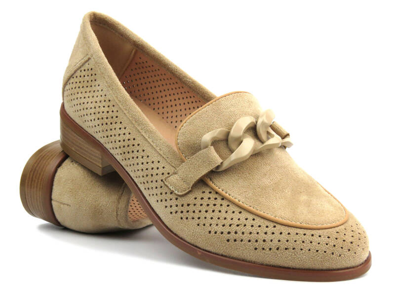 Durchbrochene Slipper, Damenschuhe - Potocki 24-12052, beige