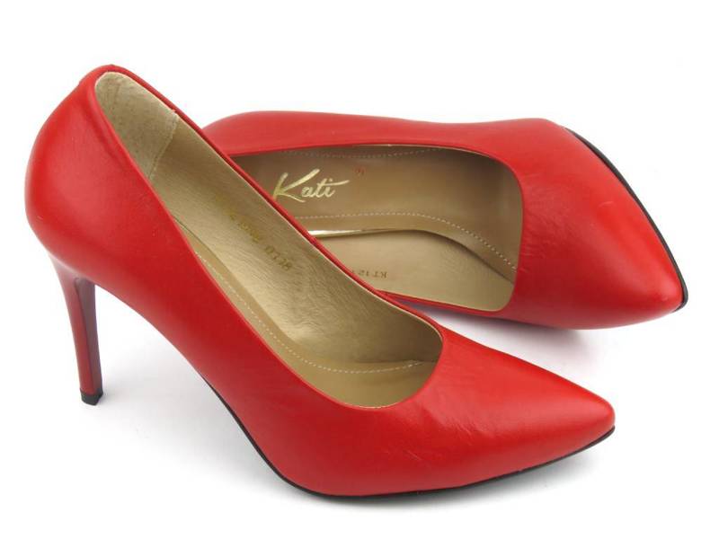 Elegante Lederpumps mit hohem Absatz - KATI 1898, rot