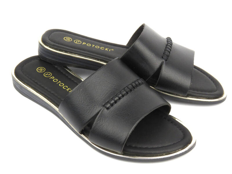 Flache Damen-Flip-Flops - Potocki 23-21007, schwarz